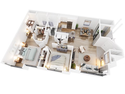Floor plan for 2 beds, 2 baths, 1158 sqft
